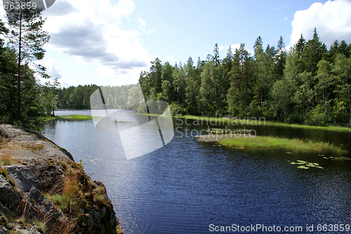 Image of Clear Forest Lake in Finland