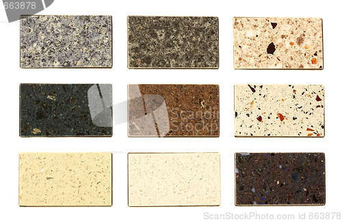 Image of Countertop samples over white