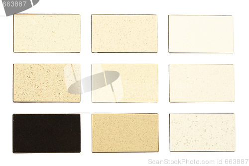 Image of Granite samples for kitchen countertops