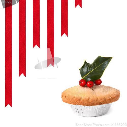 Image of Christmas Mince Pie and Red Ribbons