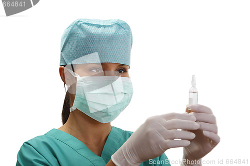 Image of Female doctor with a vial