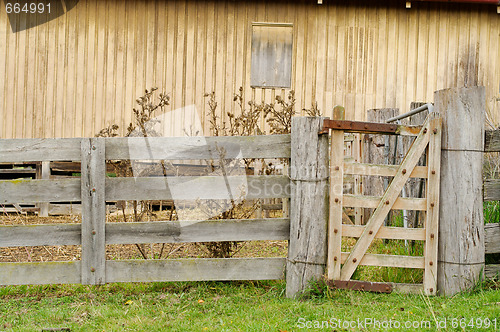 Image of old tired rural farm gate