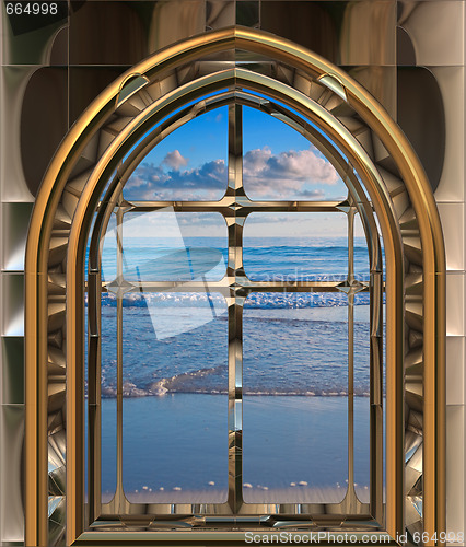 Image of beach through the window