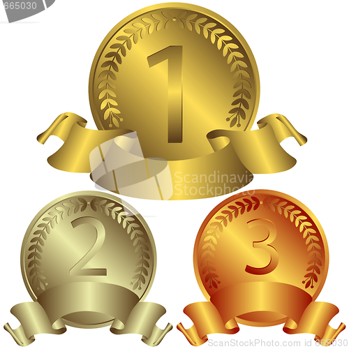 Image of Gold, silver and bronze medals