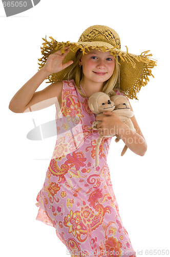 Image of cute girl with her cuddlies