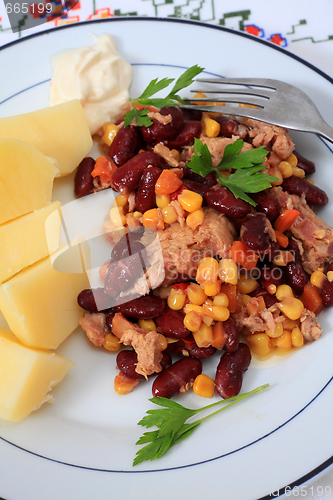 Image of Tuna salad and potatoes vertical