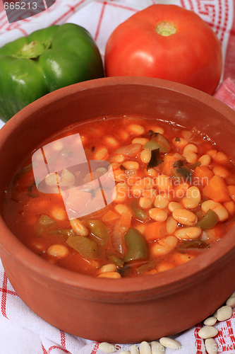 Image of White bean soup in serving bowl