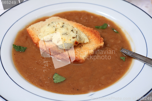 Image of Onion soup close-up