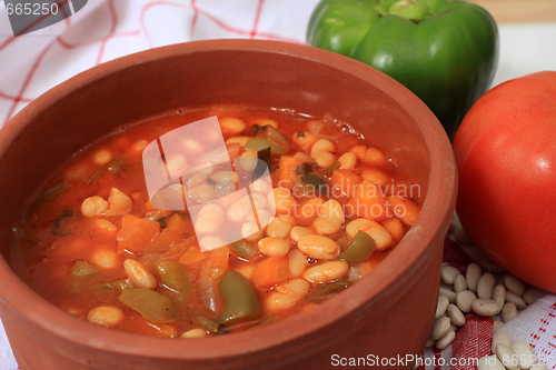 Image of greek white bean soup horizontal
