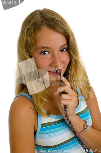 Image of girl with key in hand