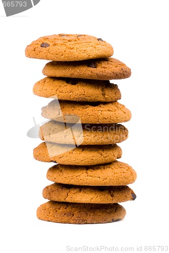 Image of stack of oatmeal chocolate chip cookies