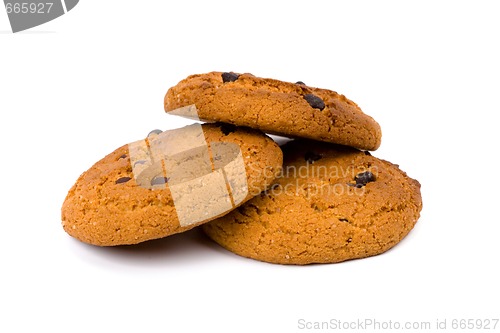 Image of three oatmeal chocolate chip cookies
