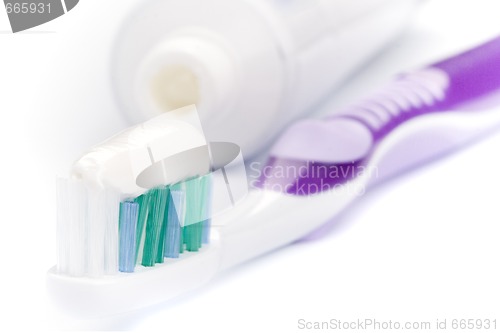 Image of toothpaste and toothbrush