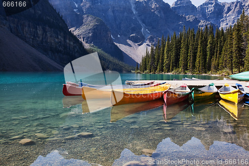 Image of Canoes on Moraine Lake