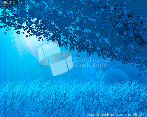 Image of Abstract blue forest background