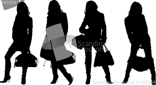 Image of Shopping posing girls