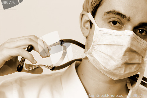 Image of Young doctor with stethoscope.