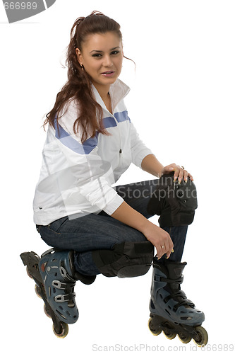Image of young woman in roller blades