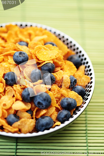 Image of corn flakes with blueberry fruits