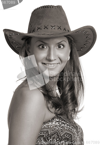 Image of laughing girl in hat