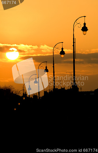 Image of Lamp post at sunset