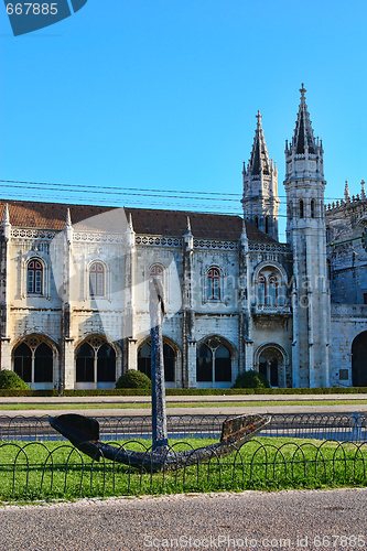 Image of  Jeronimos Monastery in Belem quarter, Lisbon, Portugal.