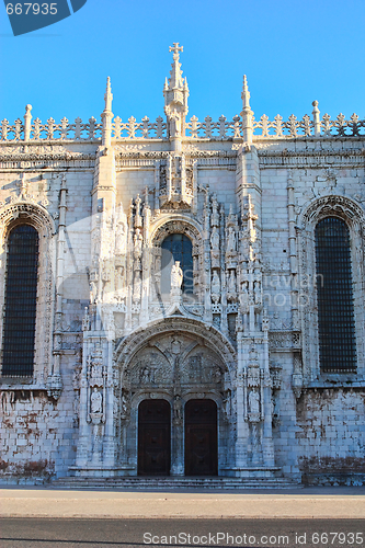 Image of jeronimos Monastery in Belem quarter, Lisbon, Portugal.