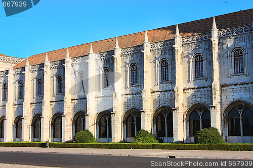 Image of  Jeronimos Monastery in Belem quarter, Lisbon, Portugal.