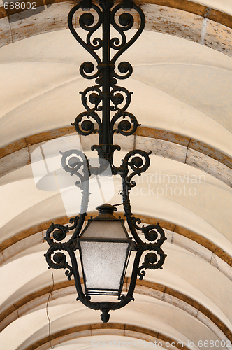 Image of Typical metal street lamp at Lisbon