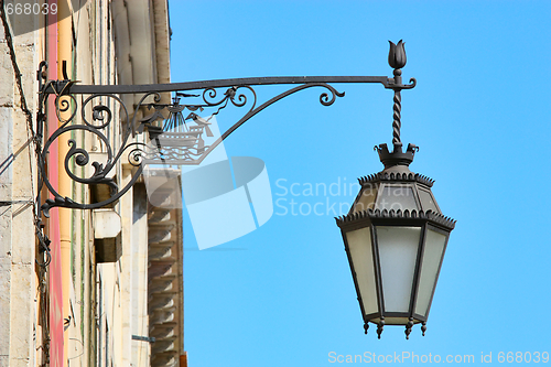 Image of Typical metal street lamp at Lisbon