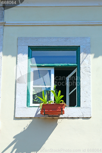 Image of Old window of traditional fisherman houses of Lisbon, Portugal