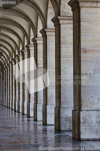 Image of Commerce Square 18th century Arcades in Lisbon, Portugal