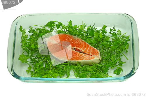 Image of fresh salmon steak