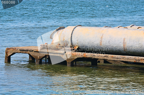 Image of A closeup of large sewage pipes