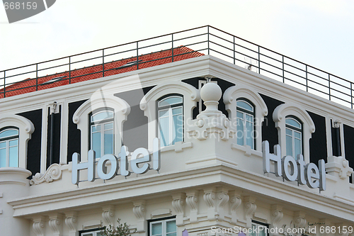 Image of Hotel Sign and Windows