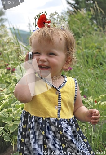 Image of girl talks  telephone