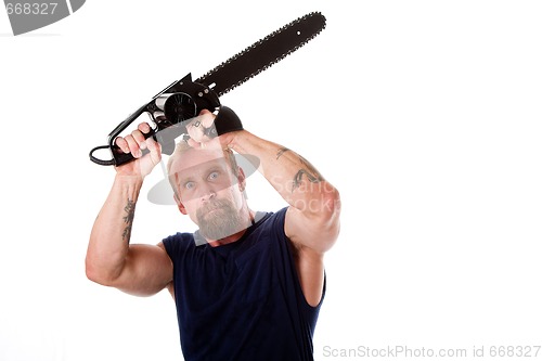 Image of Crazy guy with chainsaw