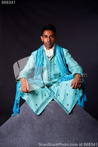 Image of Hindu man sitting in lotus position