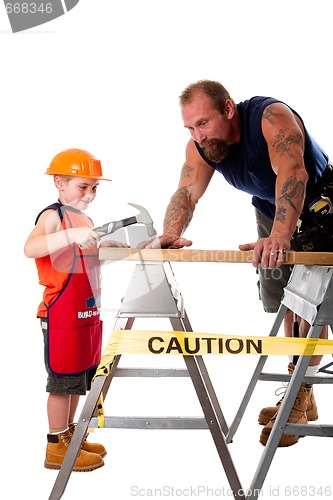 Image of Father and son carpenter job