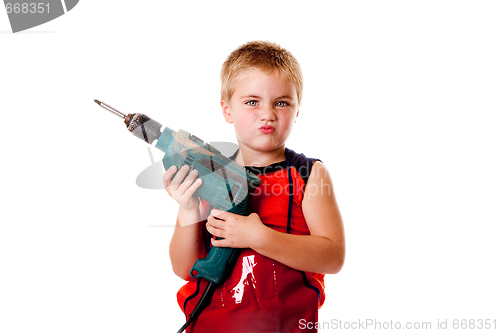 Image of Boy kid with drill