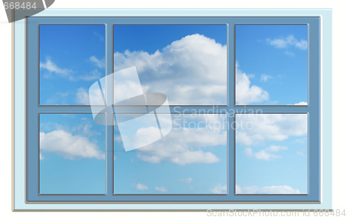 Image of perfect blue sky through the window