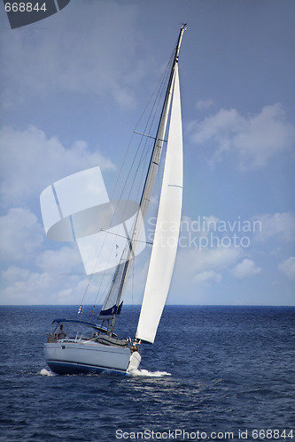 Image of Sailing boat in the wind