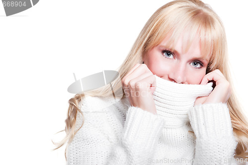 Image of Beautiful caucasian winter woman