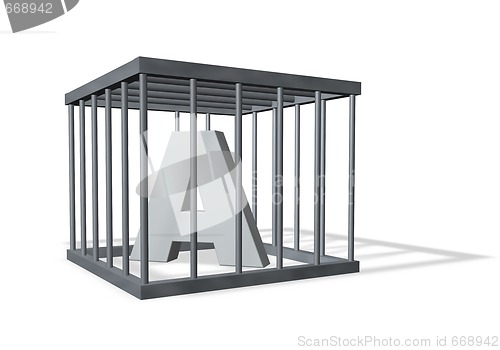 Image of letter a in cage