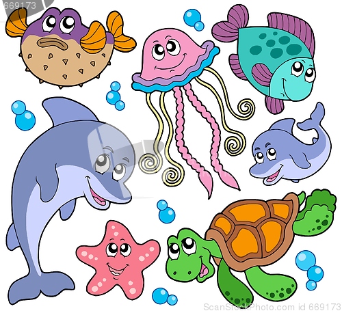 Image of Sea fishes and animals collection