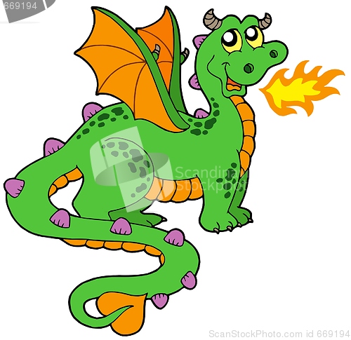 Image of Cute dragon with long tail