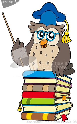 Image of Wise owl teacher on books