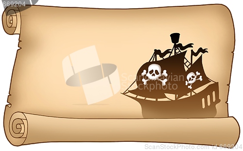 Image of Parchment with pirate ship silhouette