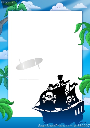 Image of Frame with pirate ship silhouette