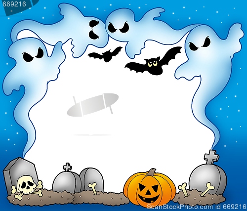 Image of Halloween frame with ghosts 2